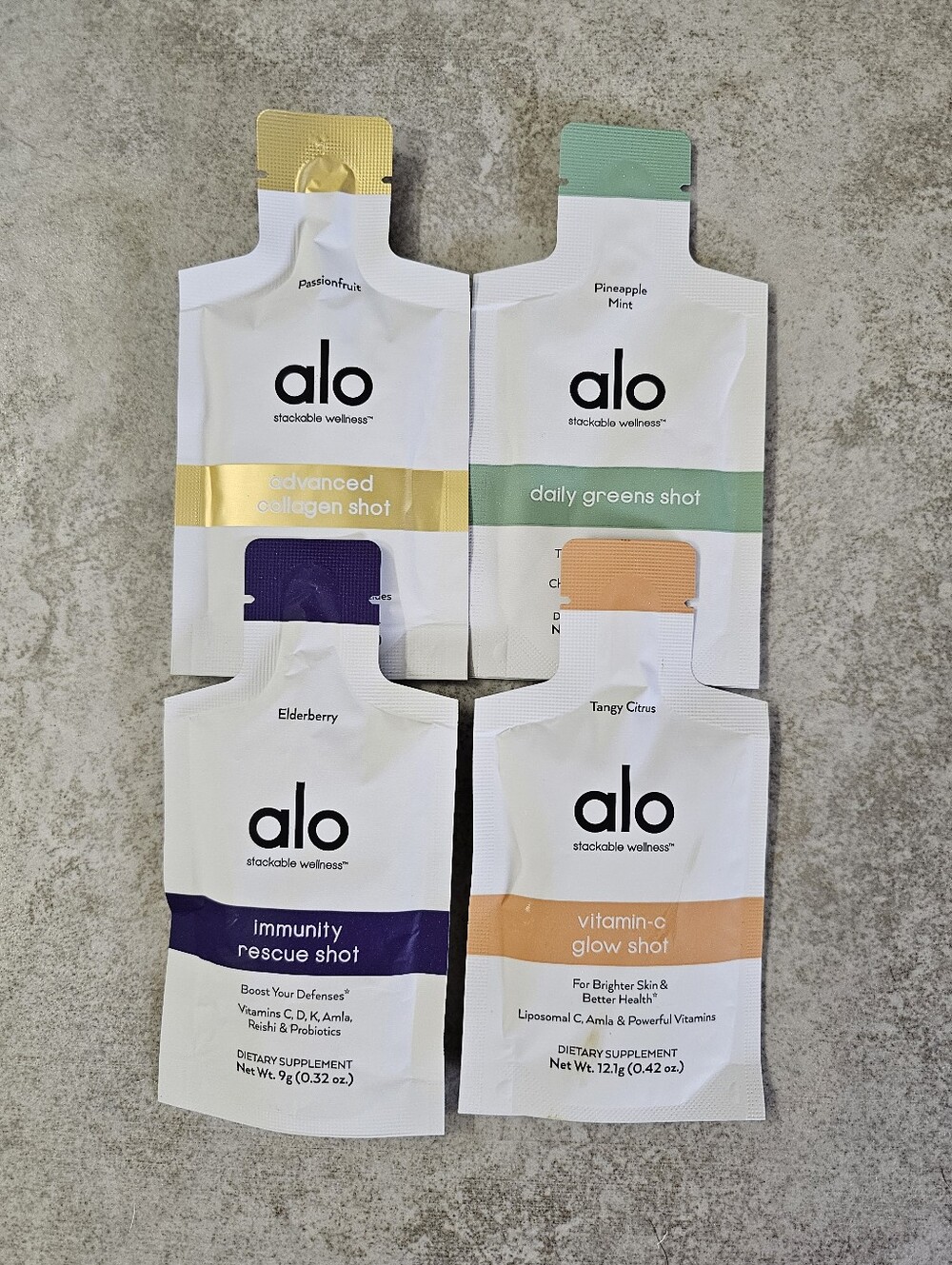 ALO Yoga Wellness Shots - Gold, Green, Purple, Orange